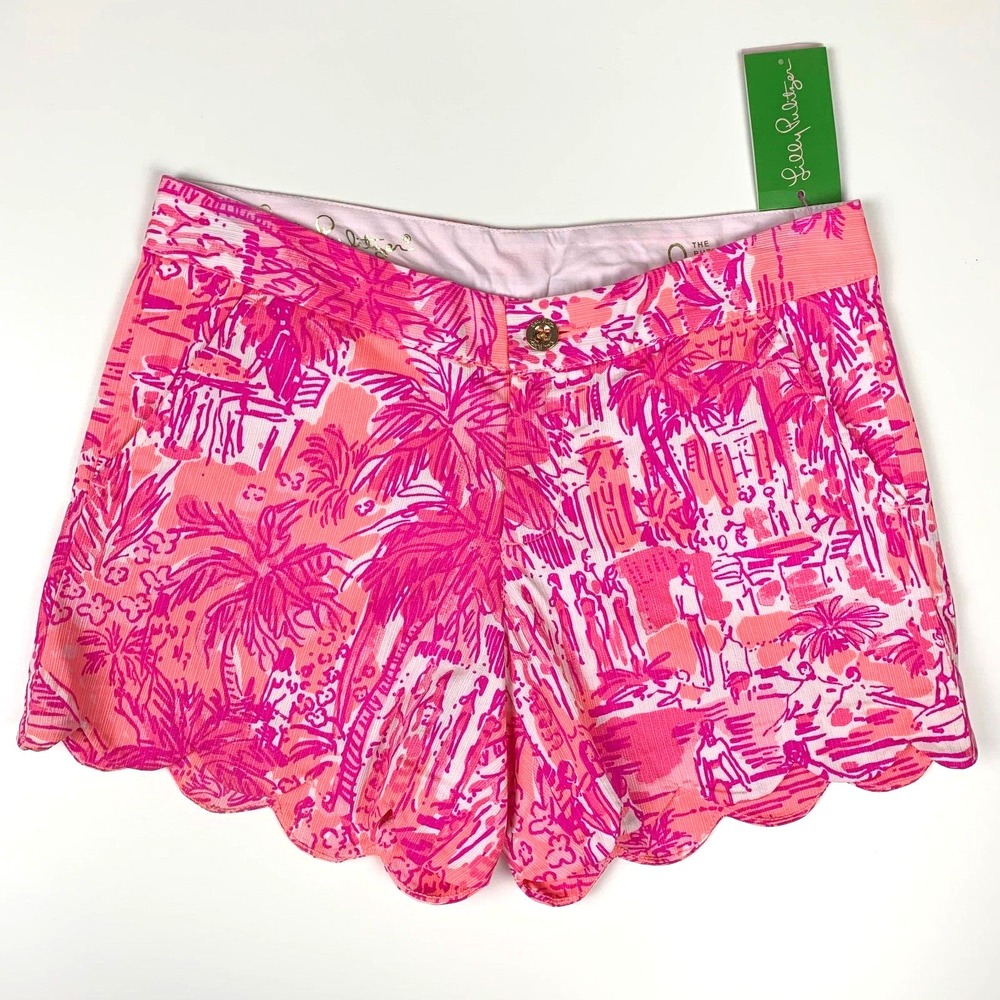 NWT Lilly‎ Pulitzer Buttercup Scallop Shorts Cheeky Melon Rule Breakers sz 0